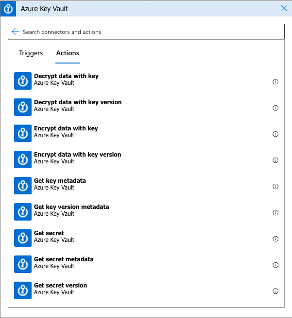 Logic Apps Actions for the Key Vault
